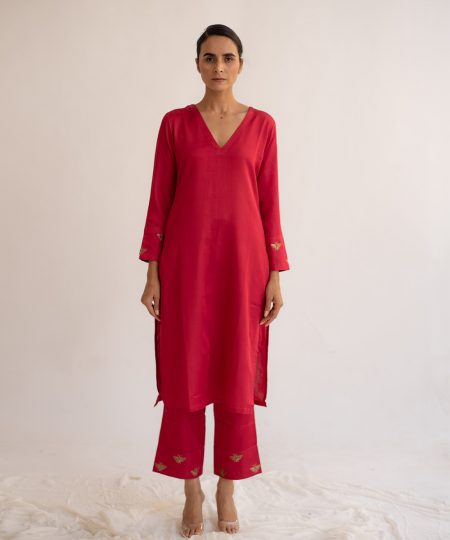 erle red kurta product images 1