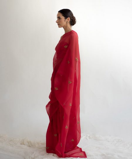 erle red saree products image 2